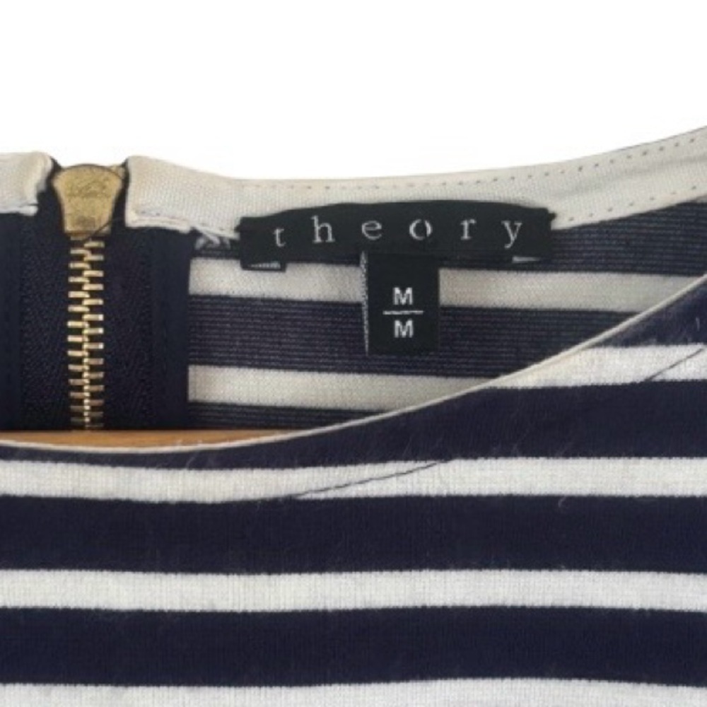 Theory Dhuri Moltana nvy & wht Strp drss WM M nautical preppy coastal - Picture 4 of 12